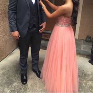 coral ball gown prom dress